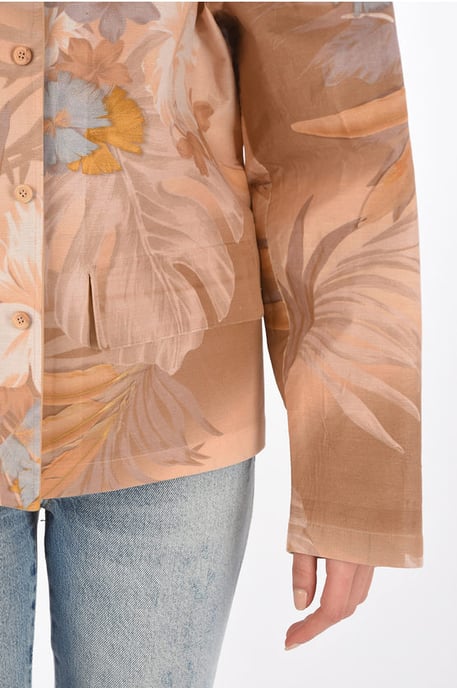 MM0 bloemenprint blazer met leren binnenkant in roze - Image 3