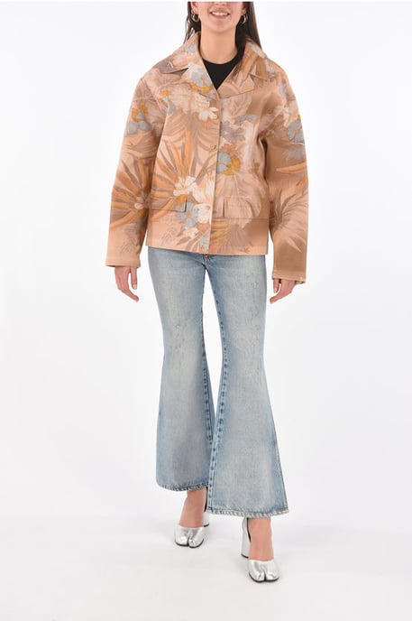 MM0 bloemenprint blazer met leren binnenkant in roze - Image 4