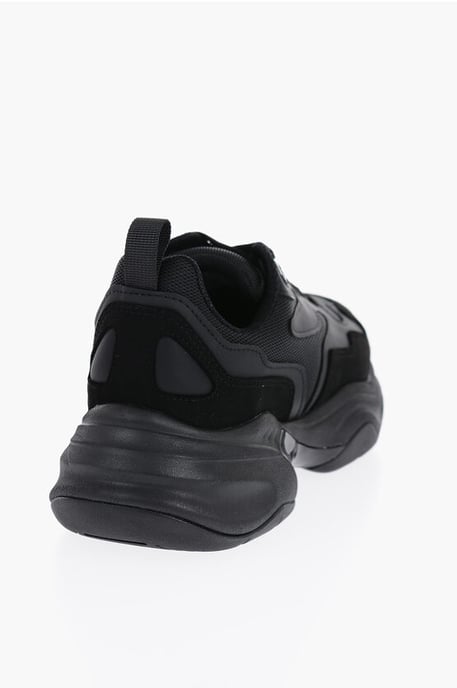 CROQUIS Mesh en Suède Effen Lage Sneakers in Zwart - Image 2