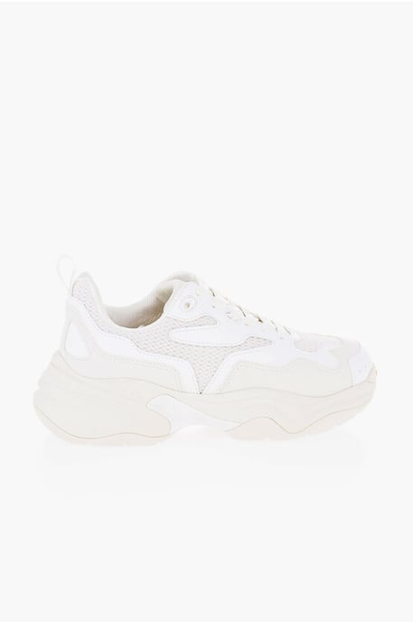 CROQUIS Mesh en Suède Effen Lage Sneakers in Wit - Image 3