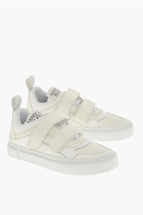 Lage suède sneakers met klittenbandsluiting in wit - Image 1