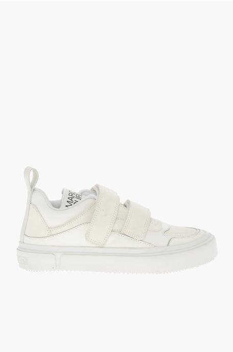 Lage suède sneakers met klittenbandsluiting in wit - Image 3