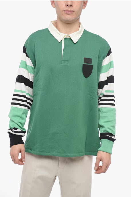 Box Fit COLLEGIC RUGBY Polo met gebreide mouwen in groen - Image 1