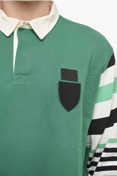 Box Fit COLLEGIC RUGBY Polo met gebreide mouwen in groen - Image 3