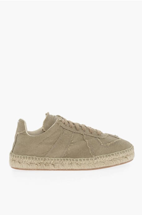MM22 Katoenen lage sneakers met jutezool in groen - Image 3