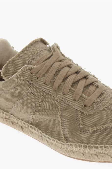 MM22 Katoenen lage sneakers met jutezool in groen - Image 4