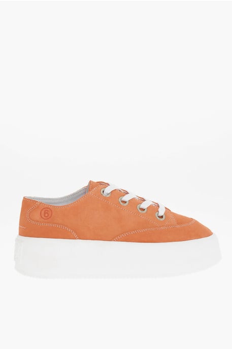 MM6 Suède Low-Top Sneakers met Contrasterend Platform 5,5 cm in Oranje - Image 3