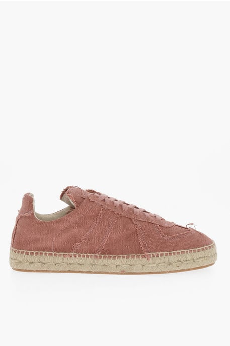 MM22 Canvas Low Top Sneakers met Jute Detail in Roze - Image 3