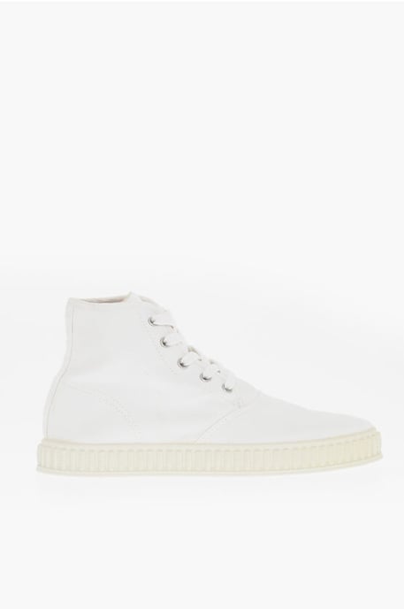 MM22 effen katoenen hoge sneakers in wit - Image 3