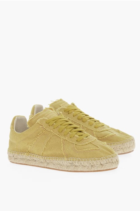 MM22 Canvas Low Top Sneakers met Jute Detail in Geel - Image 1