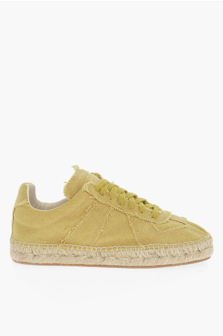 MM22 Canvas Low Top Sneakers met Jute Detail in Geel - Image 3