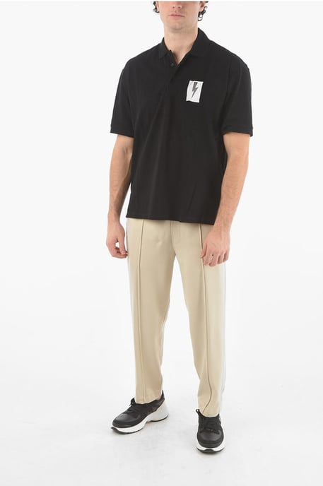 Loose Fit FLAG BOLT Polo met bedrukt logo in zwart - Image 4