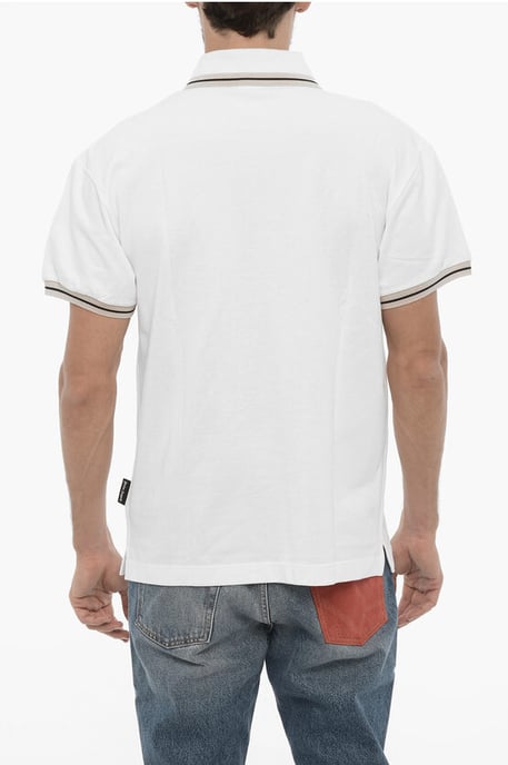 3-knopen piqué katoenen poloshirt in wit - Image 2
