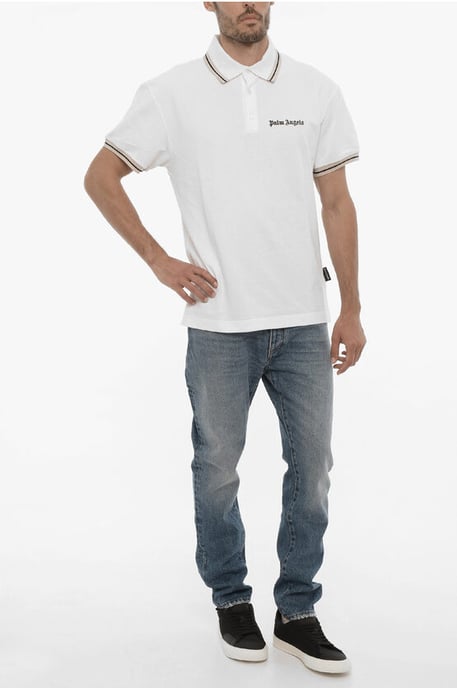 3-knopen piqué katoenen poloshirt in wit - Image 4