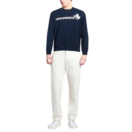 Dsquared2 Bold Maple Leaf Logo Marineblauwe Sweatshirt - Image 2