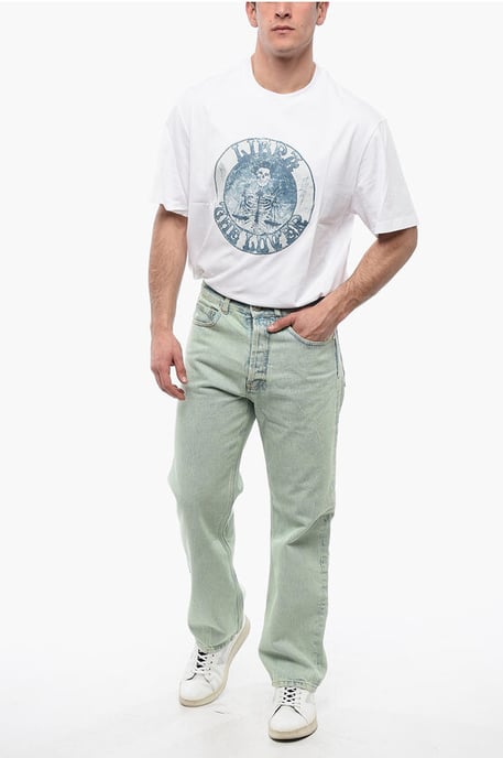 Straight Fit OVERDYE LOGO Denim met riemlussen 24 cm in lichtblauw - Image 4