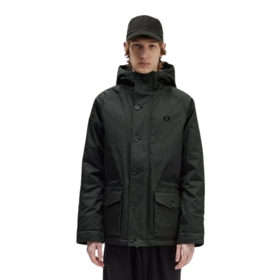 Fred Perry korte snorkel nachtgroene parka jas - Image 3