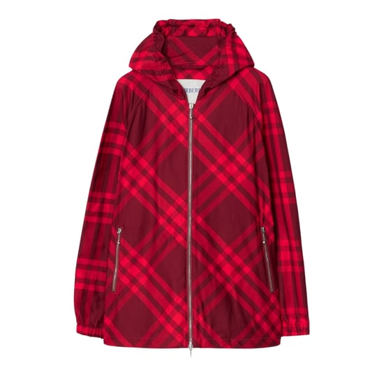 Burberry geruit nylon capuchonjack rood geruit jack - Image 1