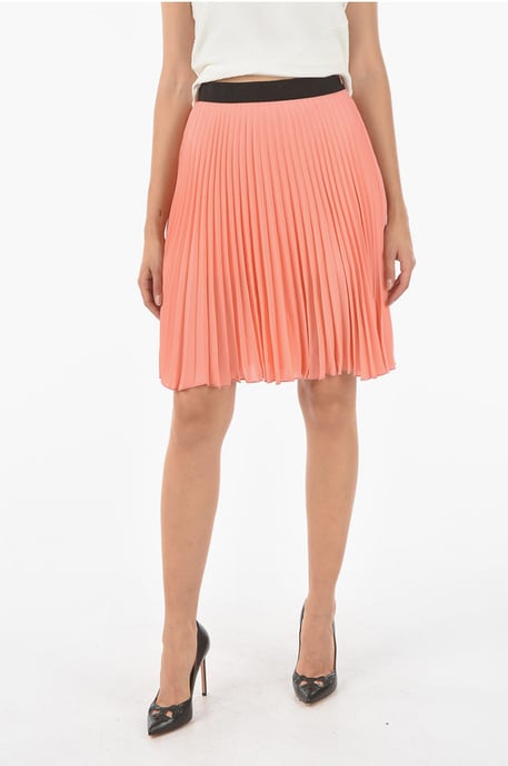 Geplooide CREPE PLISSE'-rok met shorts in roze - Image 1