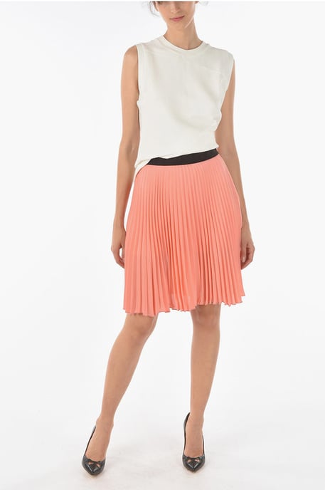 Geplooide CREPE PLISSE'-rok met shorts in roze - Image 4