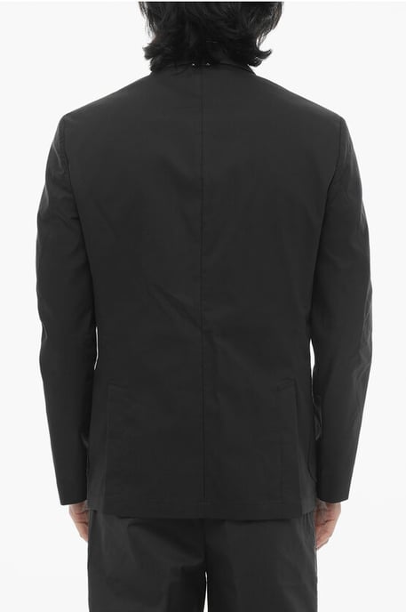 Ongevoerde, slim fit blazer met opgestikte zakken in zwart - Image 2