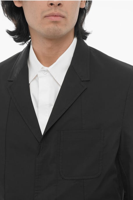 Ongevoerde, slim fit blazer met opgestikte zakken in zwart - Image 3