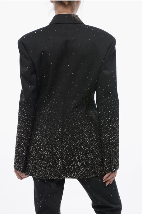 3-knoops BLING-blazer met Degradè-strass-steentjes in zwart - Image 2