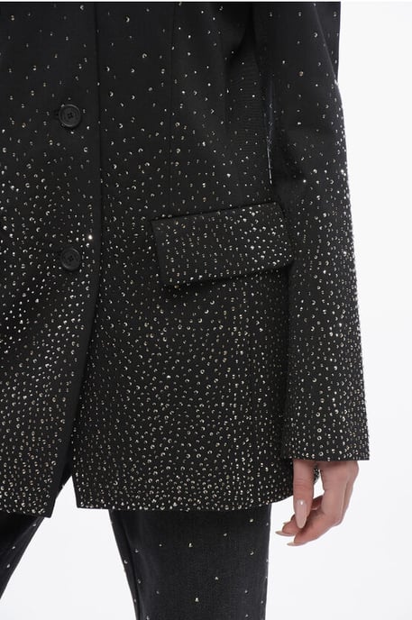 3-knoops BLING-blazer met Degradè-strass-steentjes in zwart - Image 3