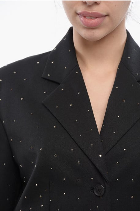 3-knoops BLING-blazer met Degradè-strass-steentjes in zwart - Image 4