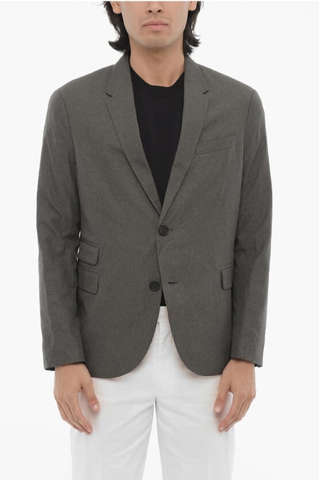 Zijsplitten, reverskraag, slim fit, 2-knoops blazer in blauw - Image 1