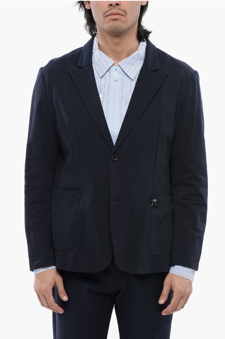Ongevoerde enkelrijs WOE-blazer in blauw - Image 1