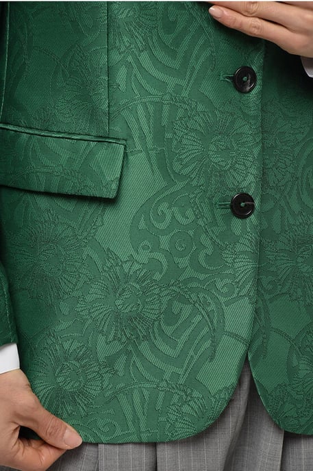 Geborduurde RANBU-blazer met piekrevers in groen - Image 3
