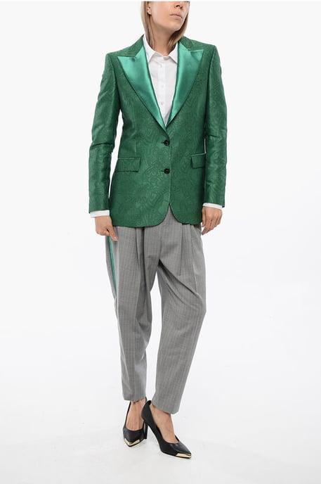 Geborduurde RANBU-blazer met piekrevers in groen - Image 4