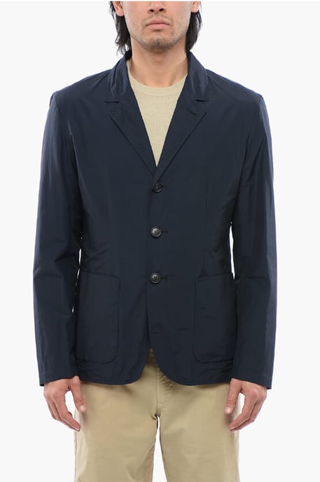 Enkelrijsblazer met opgestikte zakken in blauw - Image 1