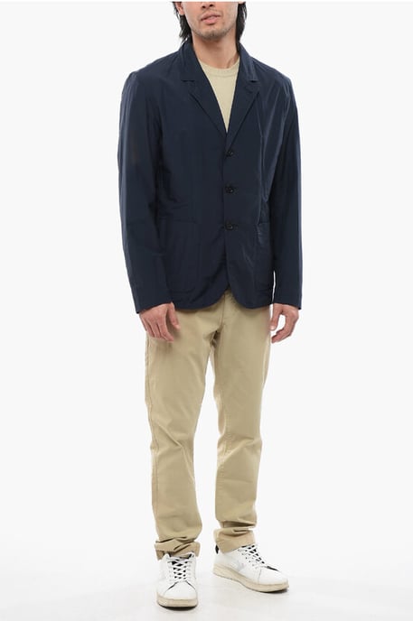 Enkelrijsblazer met opgestikte zakken in blauw - Image 4