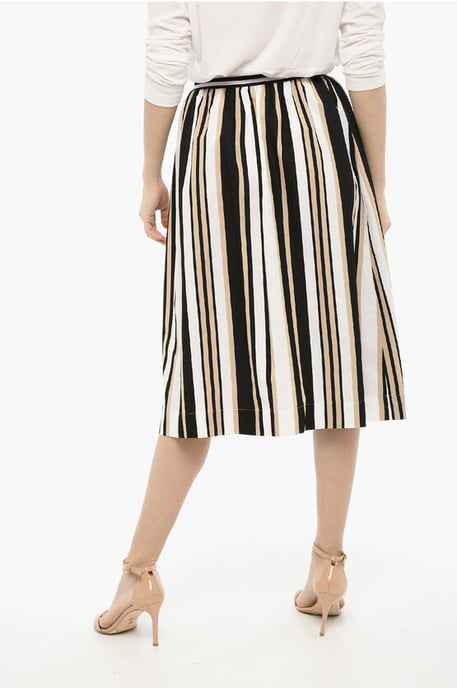 Uitlopende potloodstreep SCULLY longuetterok in beige, wit en zwart - Image 2