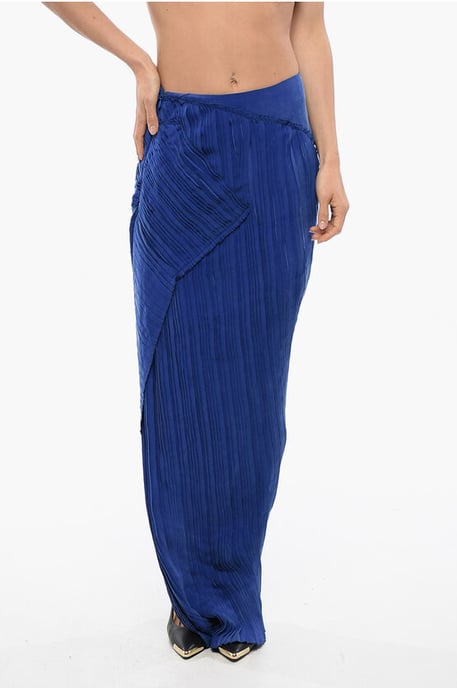 Asymmetrische rok met gedrapeerd design in blauw - Image 1
