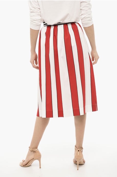 Uitlopende luifel gestreepte SCULLY maxi-rok in wit, rood - Image 2