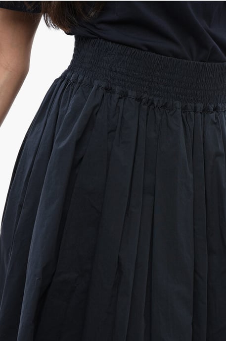 Popeline katoenen uitlopende midi-rok in blauw - Image 3