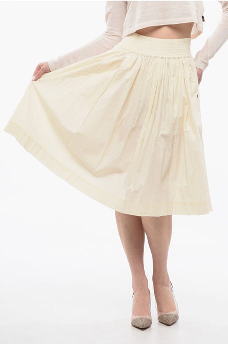 Hoog getailleerde cirkelblouse in beige - Image 1