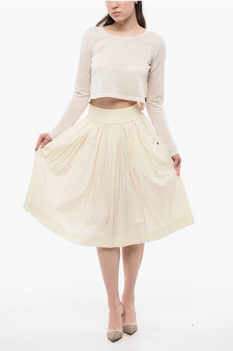 Hoog getailleerde cirkelblouse in beige - Image 4