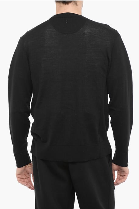 V-hals slim fit wollen vest in zwart - Image 2