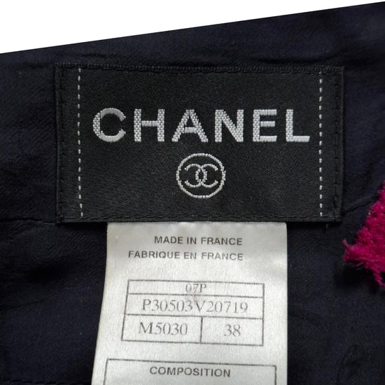 Chanel Ruit Tweed Rimpelzoom Mini Jurk in Grijze en Roze Katoen - Image 3