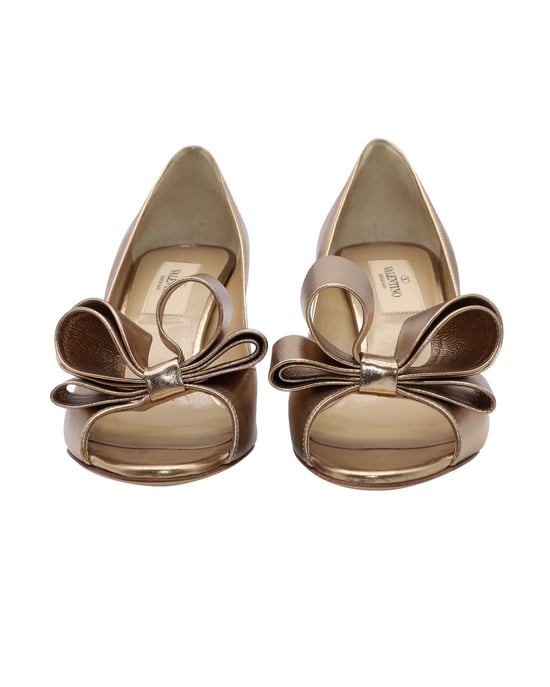 Valentino Metallic Couture Strik Pumps in Gouden Nappa Leer - Image 3