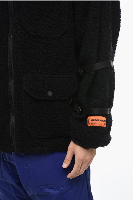 POLAR FLEECE-jack met logo en gespdetails in zwart - Image 3