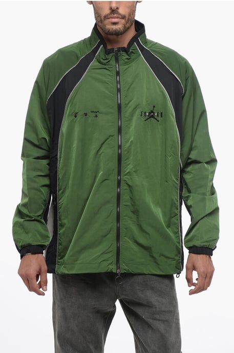 OW X JORDAN Nylon Track Windbreaker met rits aan de voorkant in groen - Image 1