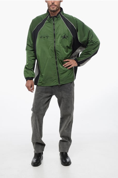 OW X JORDAN Nylon Track Windbreaker met rits aan de voorkant in groen - Image 4