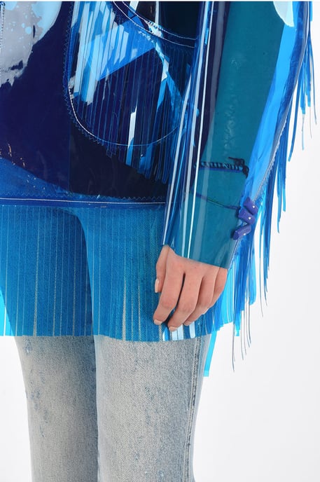 westernjas van pvc met franjes in blauw - Image 3