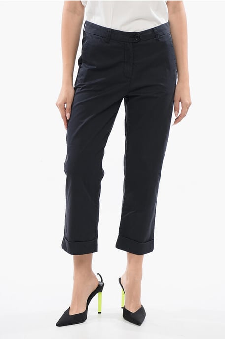 Stretchkatoenen cropped fit chinobroek in blauw - Image 1
