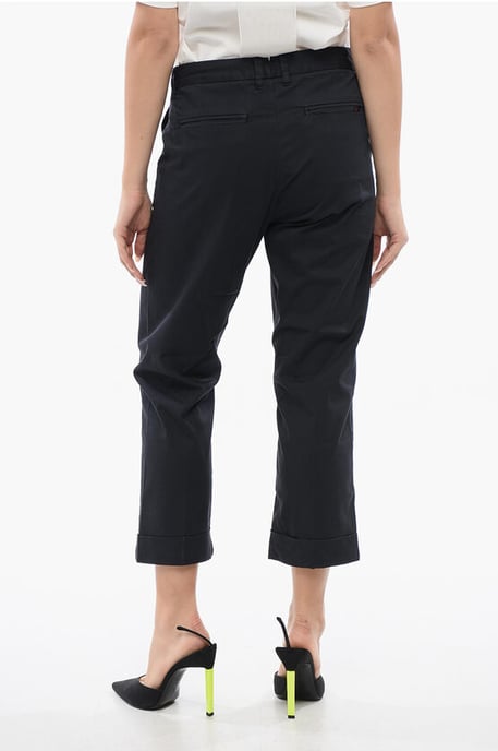 Stretchkatoenen cropped fit chinobroek in blauw - Image 2